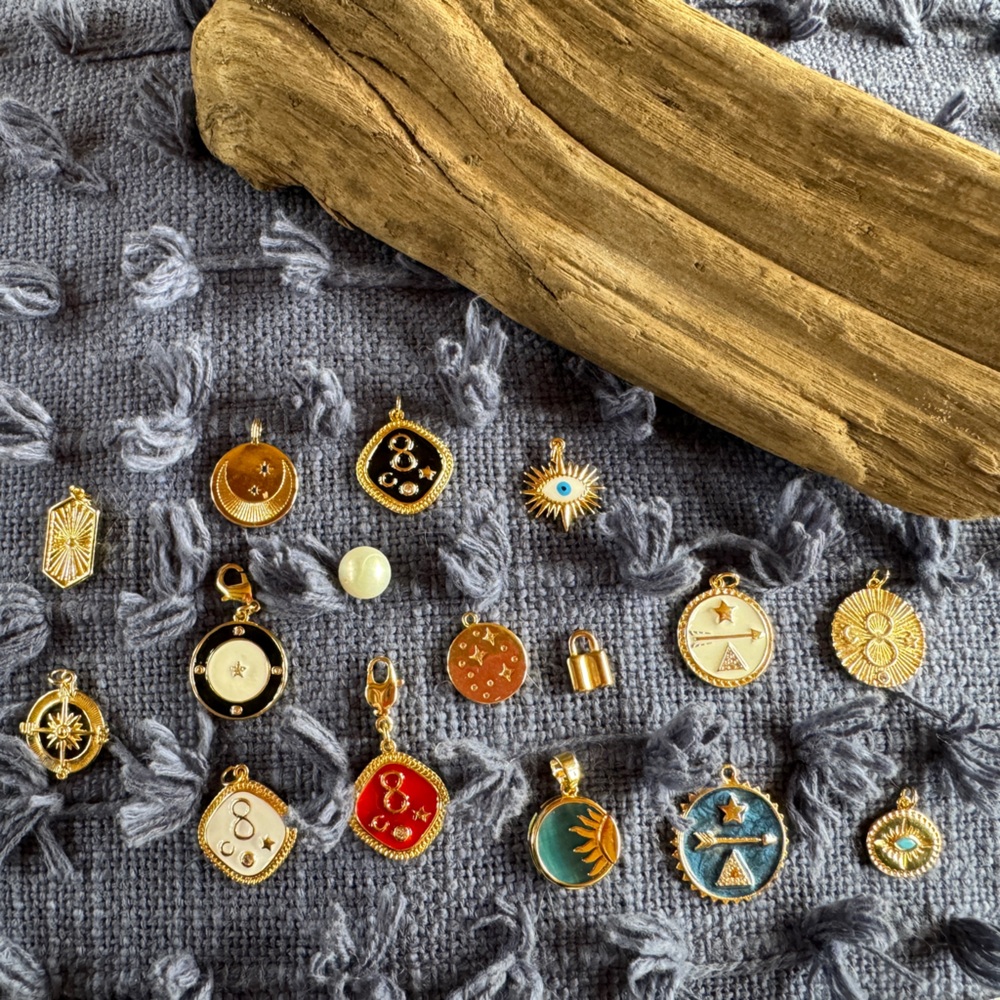 Charms and Pendants beach glass, found Rae Italian style, gold plate 3/$40